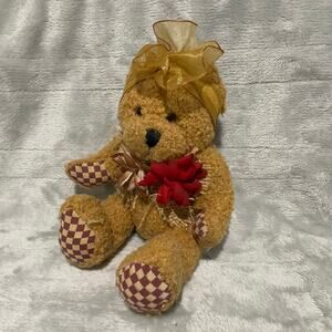 Plush ganz gold bow bear gently used